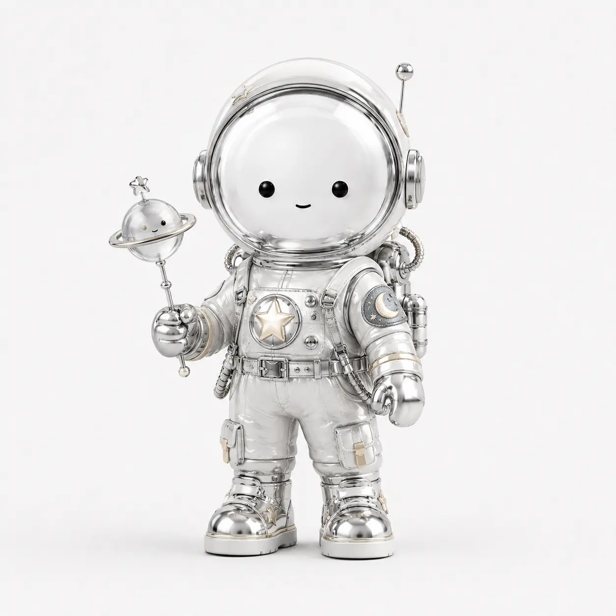 A Doppel floating in an astronaut suit