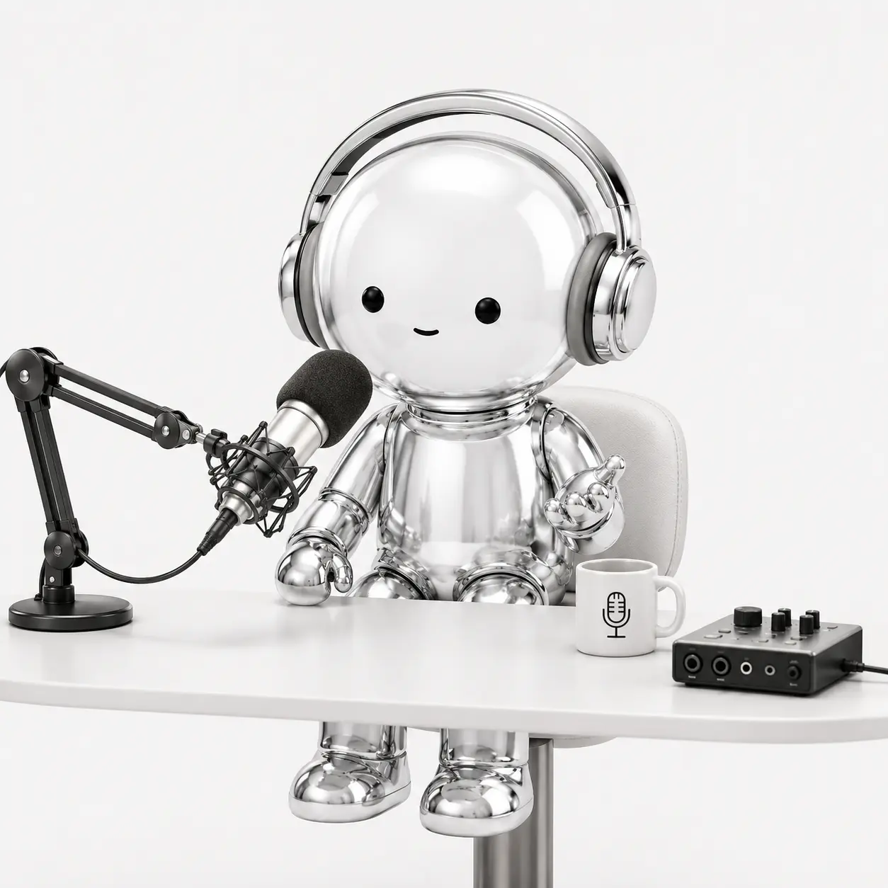 A Doppel recording a podcast